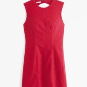 Abercrombie Linen-Blend Shell Mini Dress Red